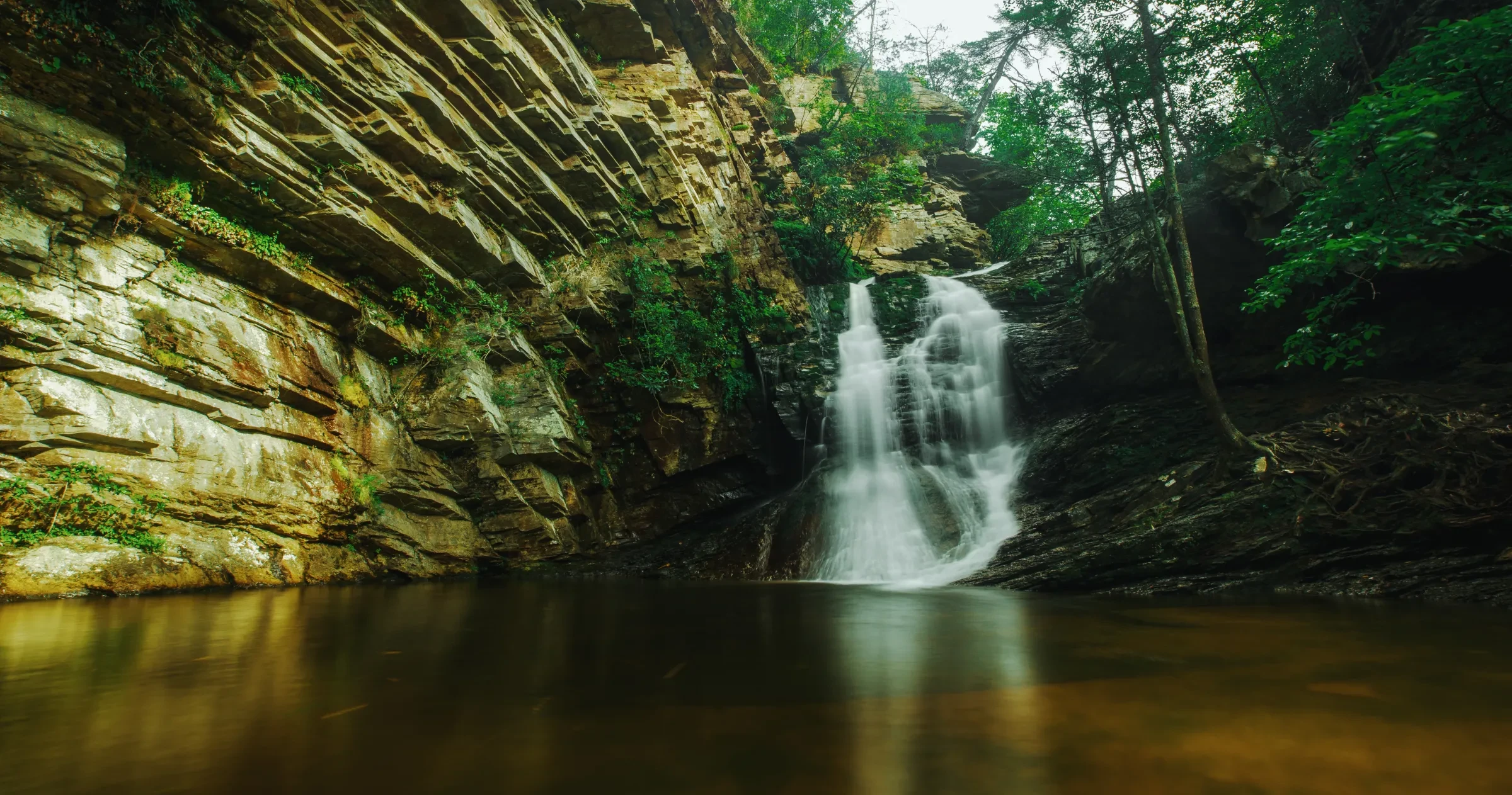 Lower Cascade Falls Long Exposure on Cloudy Day