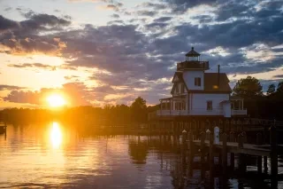 Edenton NCPN Roanoke River Lighthouse at Sunset 