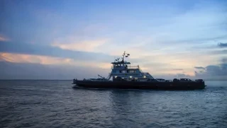 Outer Banks Ferry at Sunset on Pamlico Sound