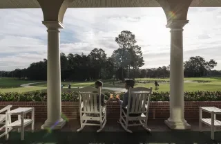 Clubhouse veranda overlooking Pinehurst No. 2