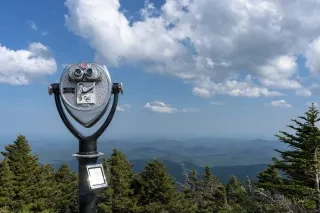 Horizontal view of viewfinder at overlook on Grandfather Mountain near Mile High Swinging Bridge